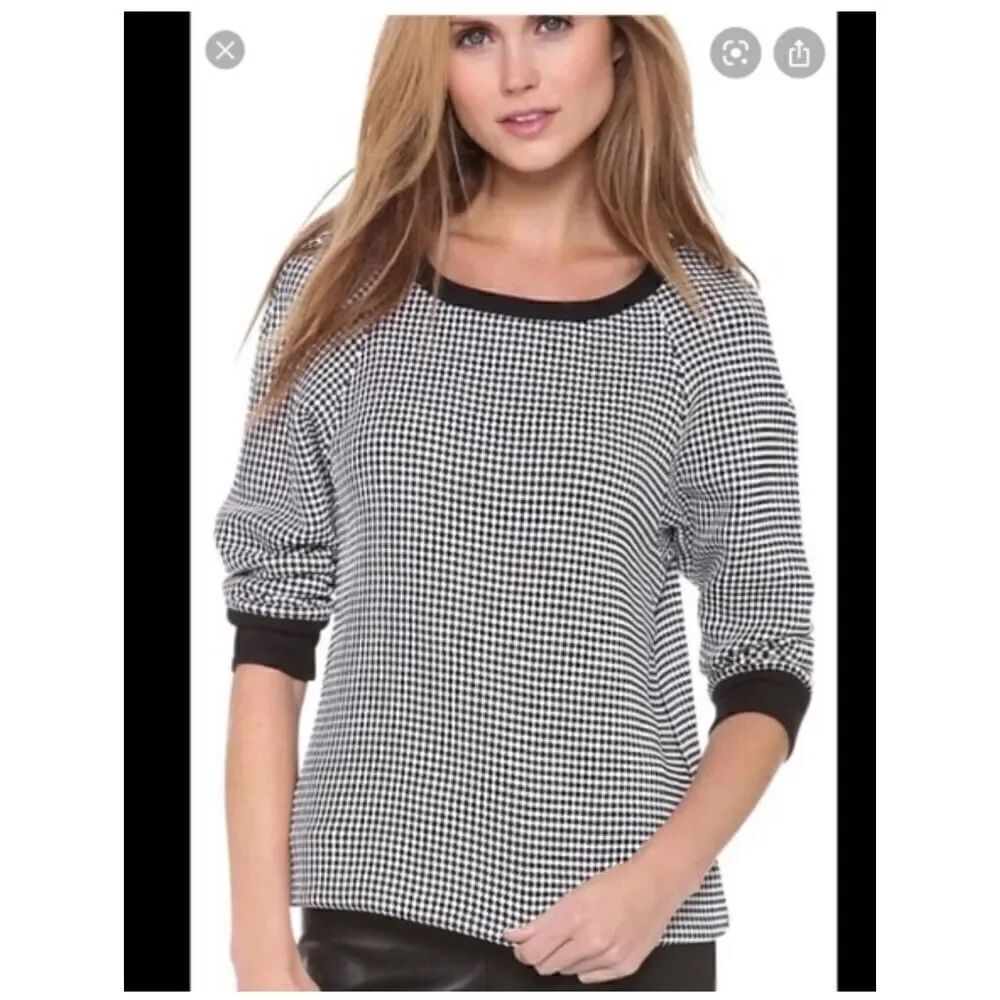 L’Agence women’s black and white woven knit sweater top XS